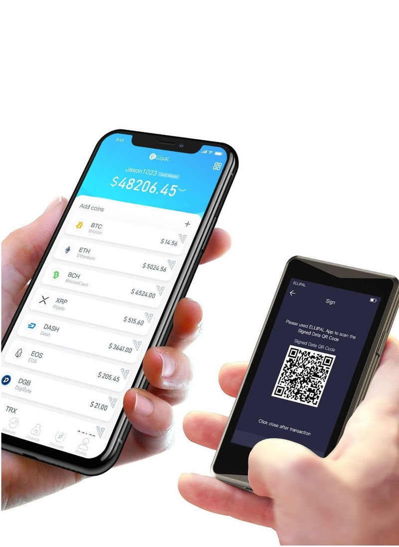 Ellipal - محفظة العملات المشفرة المادية - محفظة Ellipal Cold Wallet Gold Titan، معزولة عن الإنترنت، مضادة للتلاعب، تدعم العملات المتعددة، مع بطاقة Mnemonics، مثالية لـ BTC XRP ETH XLM USDT LTC Dash - Image 1