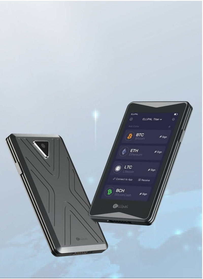 Ellipal - محفظة العملات المشفرة المادية - محفظة Ellipal Cold Wallet Gold Titan، معزولة عن الإنترنت، مضادة للتلاعب، تدعم العملات المتعددة، مع بطاقة Mnemonics، مثالية لـ BTC XRP ETH XLM USDT LTC Dash - Image 1