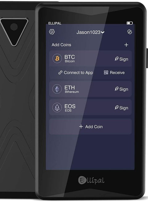 محفظة العملات المشفرة المادية - محفظة Ellipal Cold Wallet Gold Titan، معزولة عن الإنترنت، مضادة للتلاعب، تدعم العملات المتعددة، مع بطاقة Mnemonics، مثالية لـ BTC XRP ETH XLM USDT LTC Dash