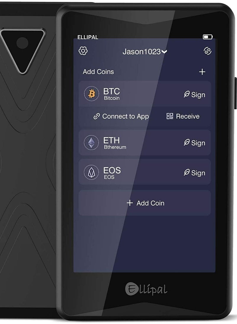 Ellipal - محفظة العملات المشفرة المادية - محفظة Ellipal Cold Wallet Gold Titan، معزولة عن الإنترنت، مضادة للتلاعب، تدعم العملات المتعددة، مع بطاقة Mnemonics، مثالية لـ BTC XRP ETH XLM USDT LTC Dash - Image 1