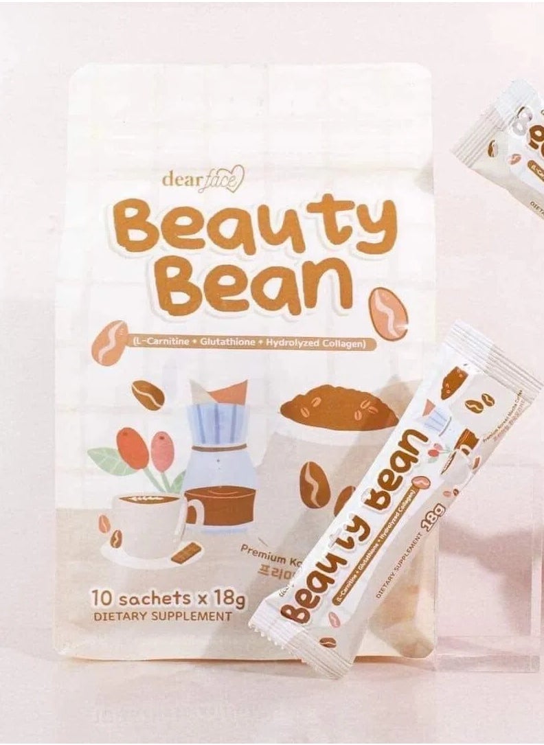 dear face - Dear Face Beauty Bean Korean Mocha Coffee – 10 Sachets with Glutathione & Collagen - Image 1