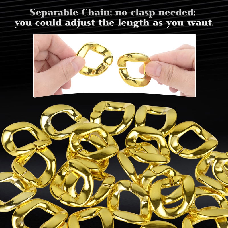 PinCute Men's Gold Chain Necklace, 36 inches Big Chunky Necklace Fake Gold Chain, Plastic Hip Hop Rapper Chain, 80s 90s Punk Style Necklace Costume Jewelry (36 Inch) - Image 2