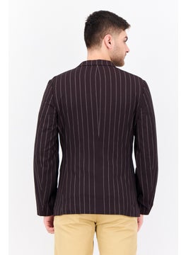 Asos Design Men Skinny Fit Stripe Semi-Formal Blazer, Maroon  - Image 3