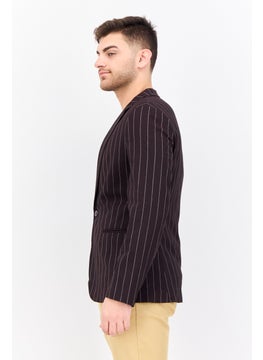 Asos Design Men Skinny Fit Stripe Semi-Formal Blazer, Maroon  - Image 2