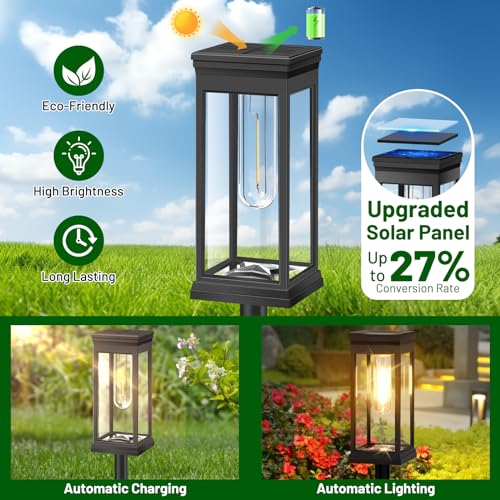 BesLowe 【Upgraded】 Solar Pathway Lights Outdoor, 8-Pack Large LED Solar Light Outdoor Waterproof, Super Bright Outside Lights for Yard, Sun-Powered Landscape Lighting for Garden Walkway, Warm White - Image 2