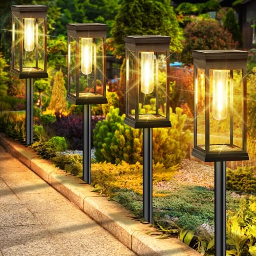 BesLowe 【Upgraded】 Solar Pathway Lights Outdoor, 8-Pack Large LED Solar Light Outdoor Waterproof, Super Bright Outside Lights for Yard, Sun-Powered Landscape Lighting for Garden Walkway, Warm White - Image 1