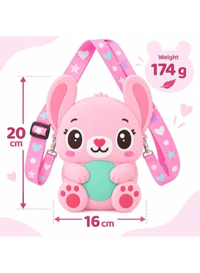First Choice Kids Silicone Crossbody Bag, Cute Pink Animal Cartoon Shoulder Bag with Adjustable Strap, Lightweight Waterproof Purse for Toddler Girls - Image 4