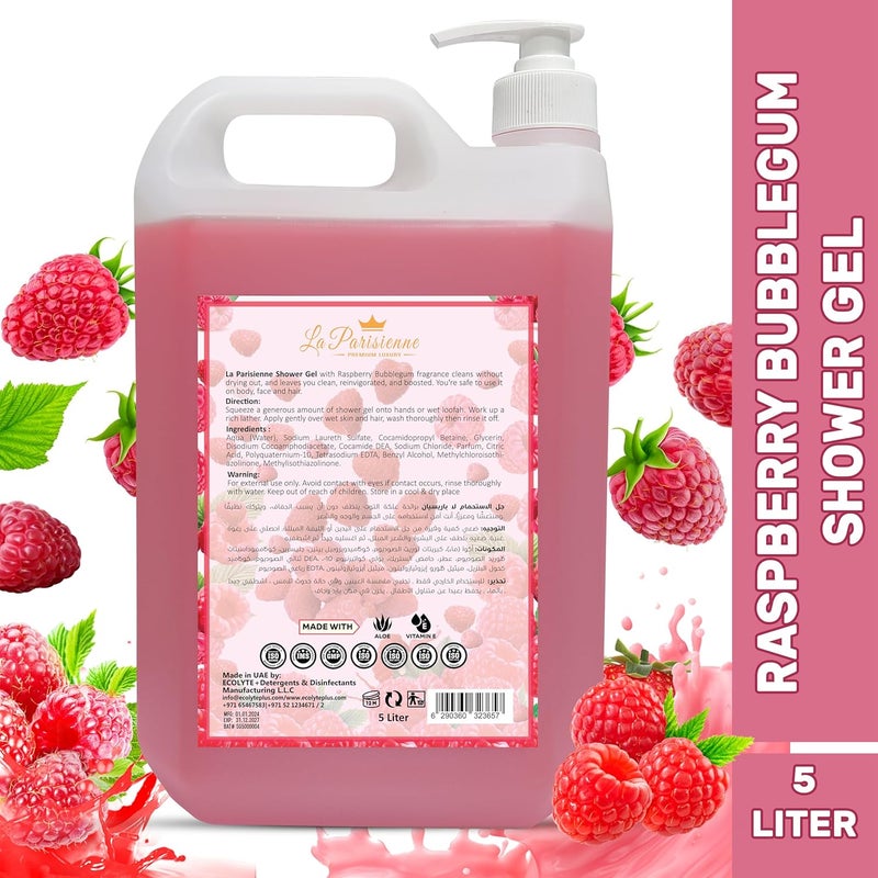ECOLYTE+ La Parisienne Premium Luxury Shower Gel with Raspberry Bubblegum Scent - 5 Liter - Image 3