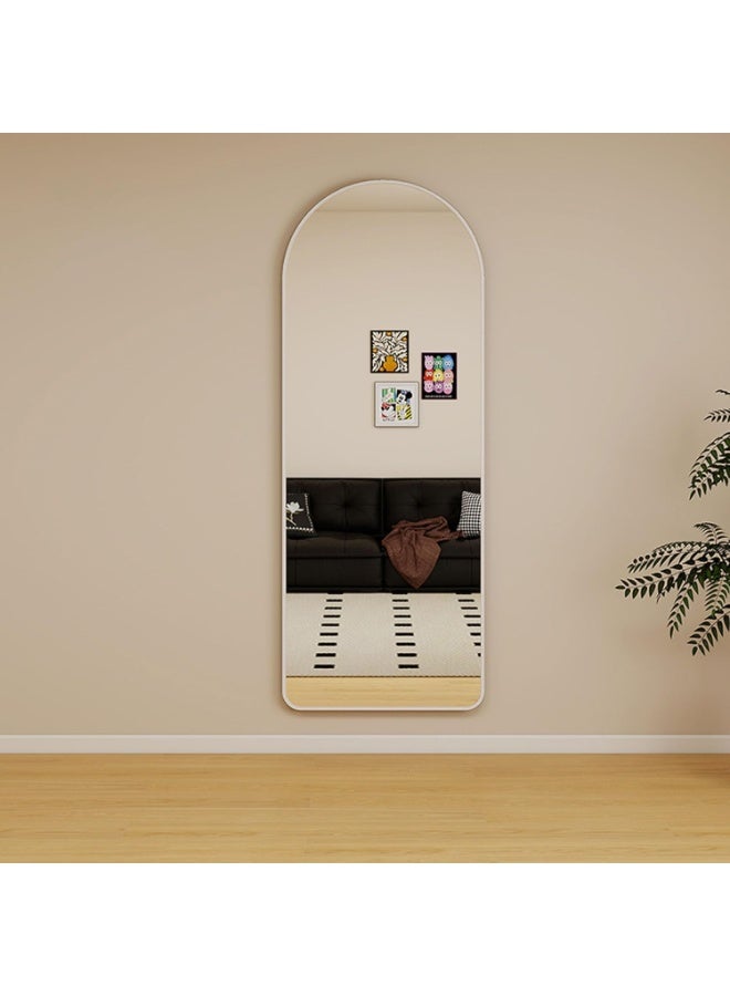 ديكور هيلز مرآة ديكورهيلز المقوسة كاملة الطول 152 × 42 سم | مرآة تزيين بإطار من سبائك الألومنيوم مع حامل | مرآة لكامل الجسم قابلة للتركيب على الحائط أو قائمة بذاتها لغرفة النوم وغرفة المعيشة وغرفة تبديل الملابس - فضي - Image 1