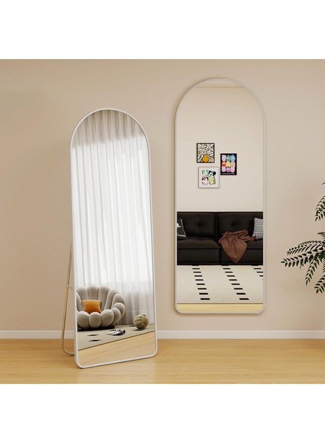 ديكور هيلز مرآة ديكورهيلز المقوسة كاملة الطول 152 × 42 سم | مرآة تزيين بإطار من سبائك الألومنيوم مع حامل | مرآة لكامل الجسم قابلة للتركيب على الحائط أو قائمة بذاتها لغرفة النوم وغرفة المعيشة وغرفة تبديل الملابس - فضي - Image 3