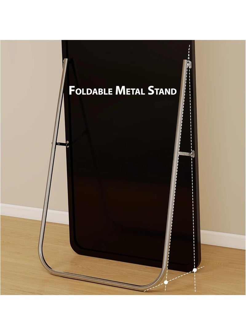 ديكور هيلز مرآة ديكورهيلز المقوسة كاملة الطول 152 × 42 سم | مرآة تزيين بإطار من سبائك الألومنيوم مع حامل | مرآة لكامل الجسم قابلة للتركيب على الحائط أو قائمة بذاتها لغرفة النوم وغرفة المعيشة وغرفة تبديل الملابس - فضي - Image 4