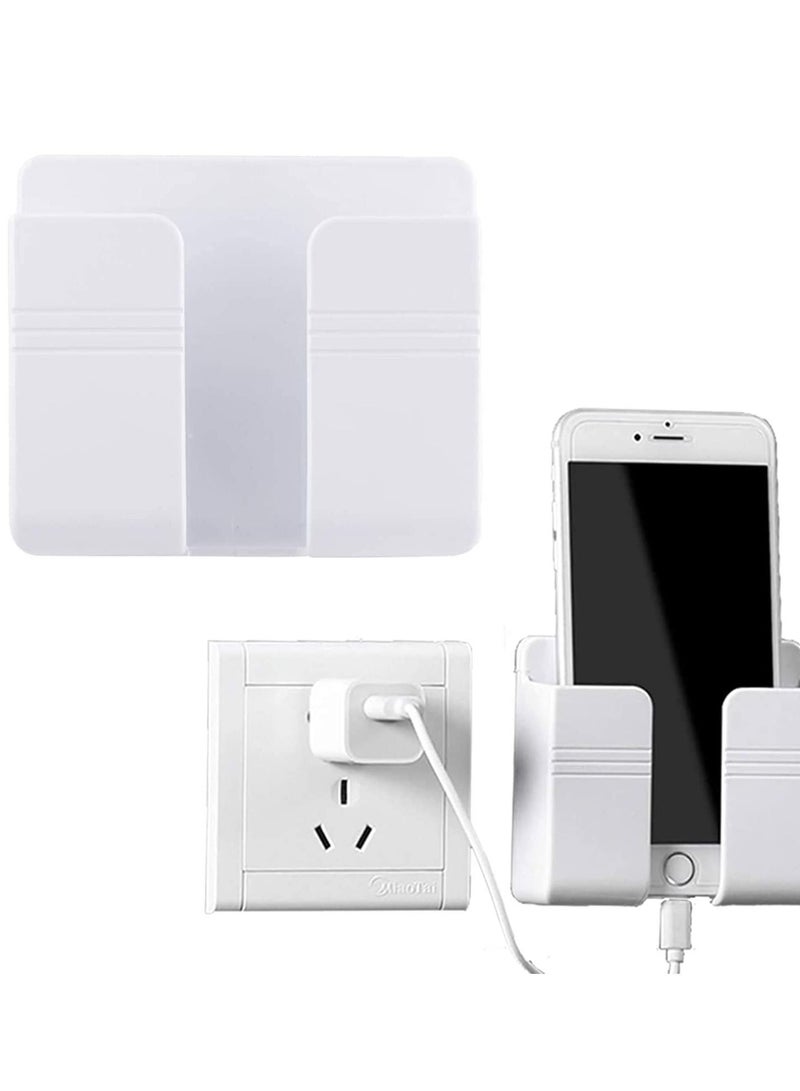 Y&D Wall Mount Phone Holder Charger and Remote Control Stand Charging Socket Pocket for Used as Cellphone, Bed Side Shelf， Multipurpose Storage Box - Image 1