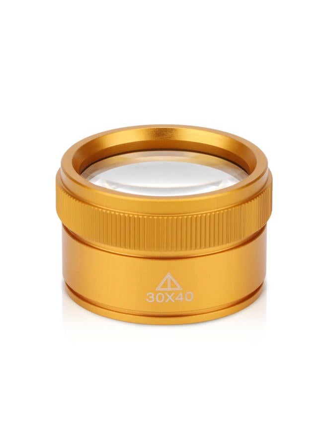 Rongon Pocket Loupe Magnifying Glass 30X Coin Magnifiers Portable Reading Magnifying Lens Mini Desk Magnifier Loop for Jeweler Coins Maps Antiques Magazines Electronics (Gold, 30X40MM) - Image 1