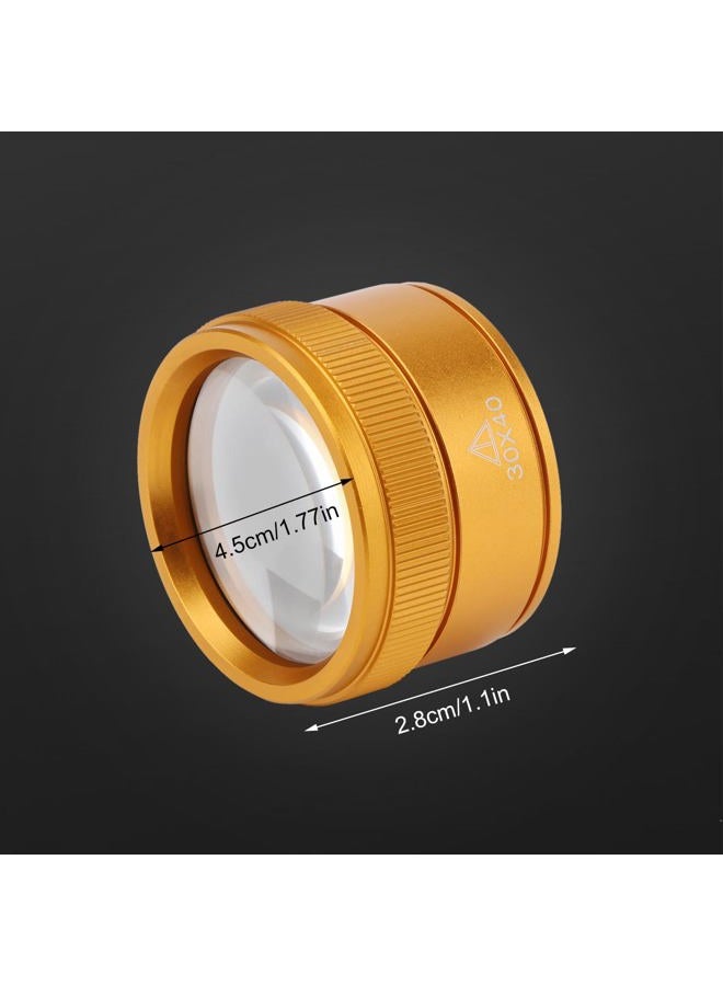 Rongon Pocket Loupe Magnifying Glass 30X Coin Magnifiers Portable Reading Magnifying Lens Mini Desk Magnifier Loop for Jeweler Coins Maps Antiques Magazines Electronics (Gold, 30X40MM) - Image 5