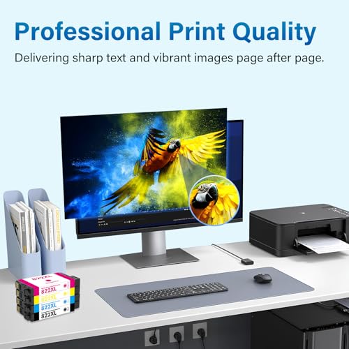 inkalfa 822XL 822 WF-3820 Printer Ink Cartridges Remanufactured Replacement for Epson 822XL Ink Cartridges Combo Pack for Epson 822 XL for Workforce Pro WF-4830 WF-4833 WF-4820 WF-4834 WF-3823 (4 Pack) - Image 5