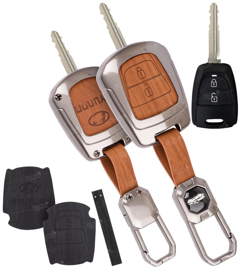 Coll of Fest® Metal Silicon Key Cover Compatible for i10 Grand | New Santro | Eon | Metal and Silicon Protection Special Feature Visible in Low-Light Conditions - Image 1