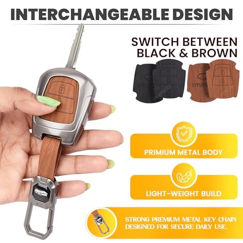 Coll of Fest® Metal Silicon Key Cover Compatible for i10 Grand | New Santro | Eon | Metal and Silicon Protection Special Feature Visible in Low-Light Conditions - Image 4