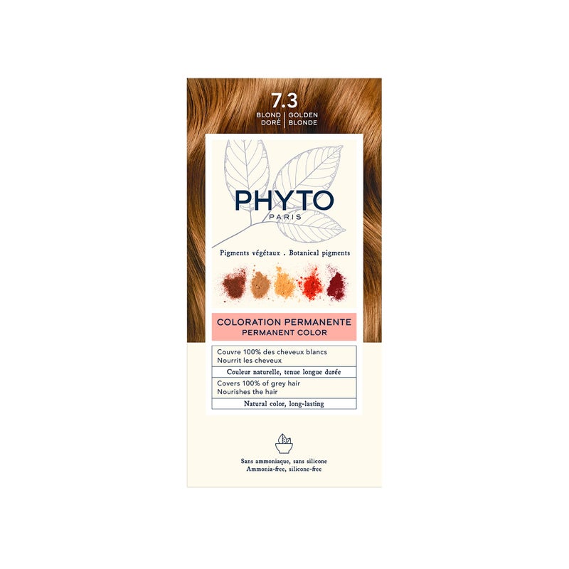PHYTO Phytocolor Permanent Hair Color, 7.3 Golden Blonde, with Botanical Pigments, 100% Grey Hair Coverage, Ammonia-free, PPD-free, Resorcin-free, 0.42 oz. - Image 1
