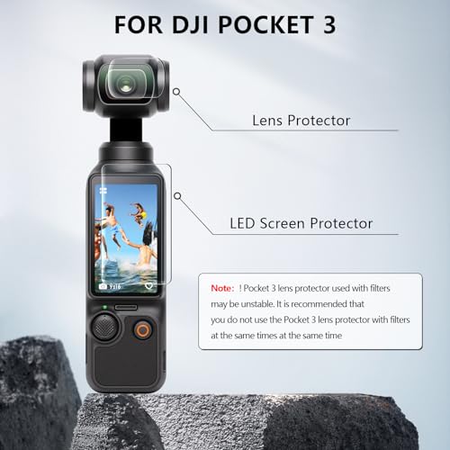FPVtosky حماية عدسة FPVtosky 2 + 2 واقي شاشة LCD لجهاز DJI Osmo Pocket 3، ملحقات زجاج مقسى لجهاز DJI Pocket 3 OP3، صلابة 9H، حساسية للمس، حماية كاملة للشاشة - Image 2