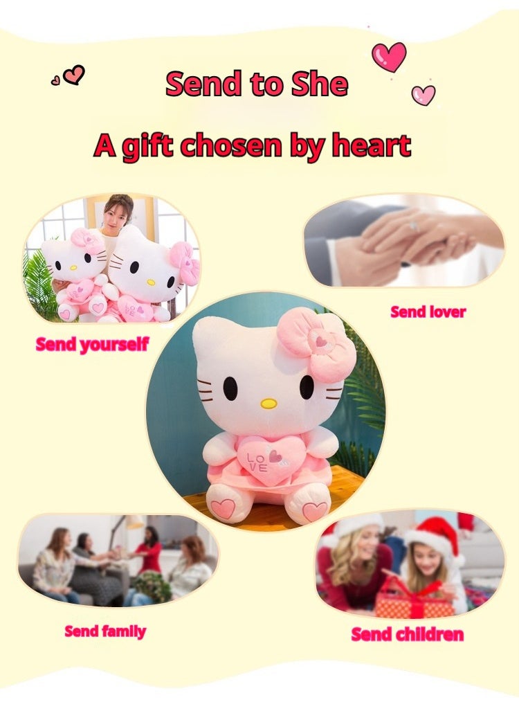 SISGL - 1-Piece Lovely Hello Kitty Cartoon Character Soft Stuffed Toy Ultra Soft Short Plush Cuddle Pillow Buddy - Image 1