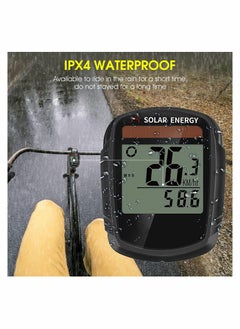Y&D Bike Computer with Solar Energy, Wireless Bicycle Speedometer Odometer Cycling Multi Function Waterproof Display Backlight  - Image 2