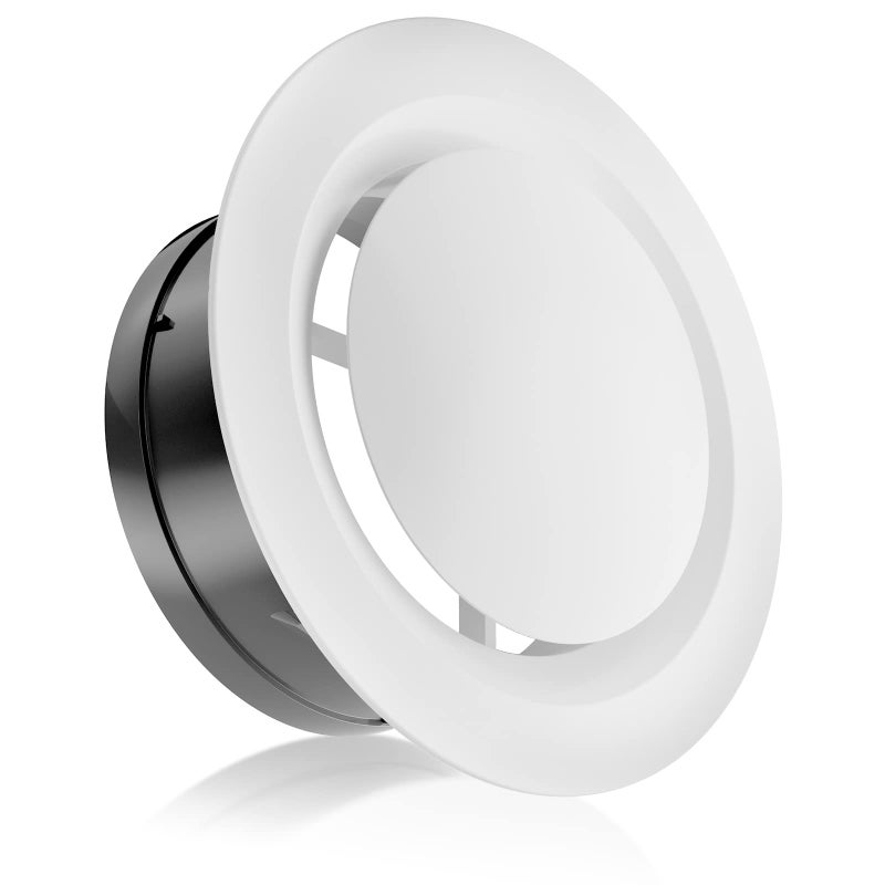 HG Power 4 Inch Soffit Vent Adjustable Air Vent Cover ABS Round Ceiling Vent Covers for Living Room Attic Bathroom Kitchen Ventilation Use White Opening Size 359