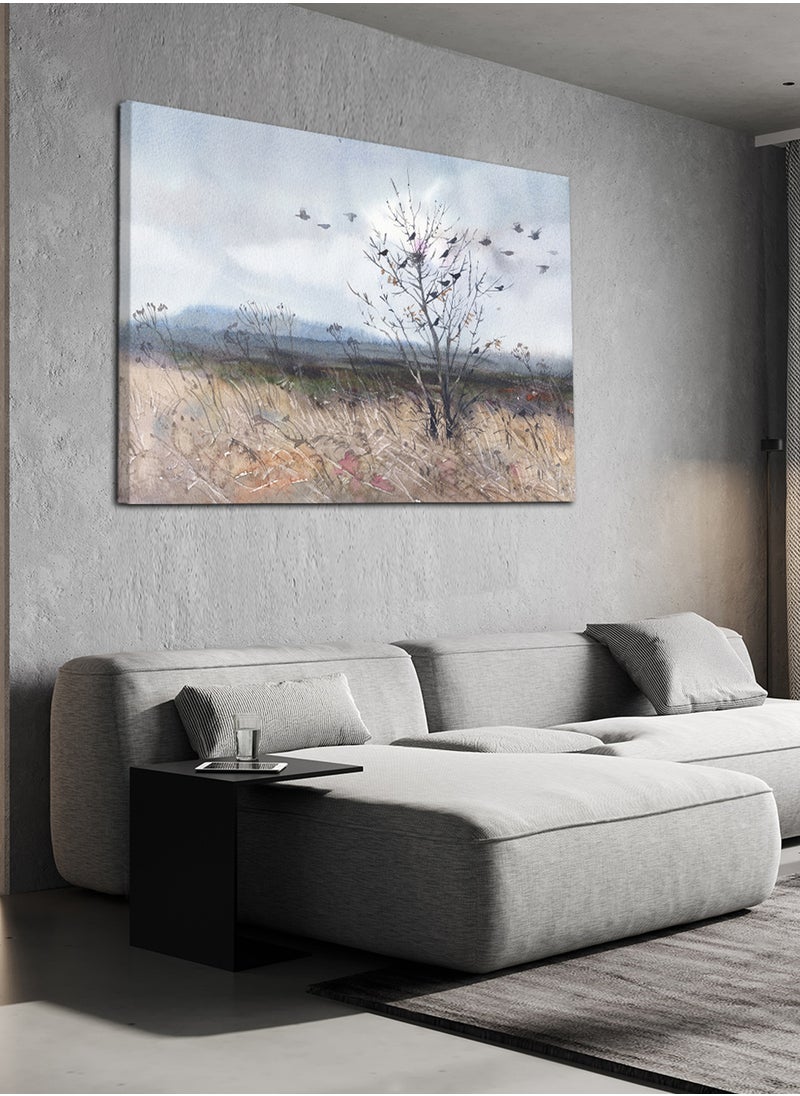 LOWHA - Canvas Wall Art Stretched Over Wooden Frame with Flying Birds Painting - Image 1