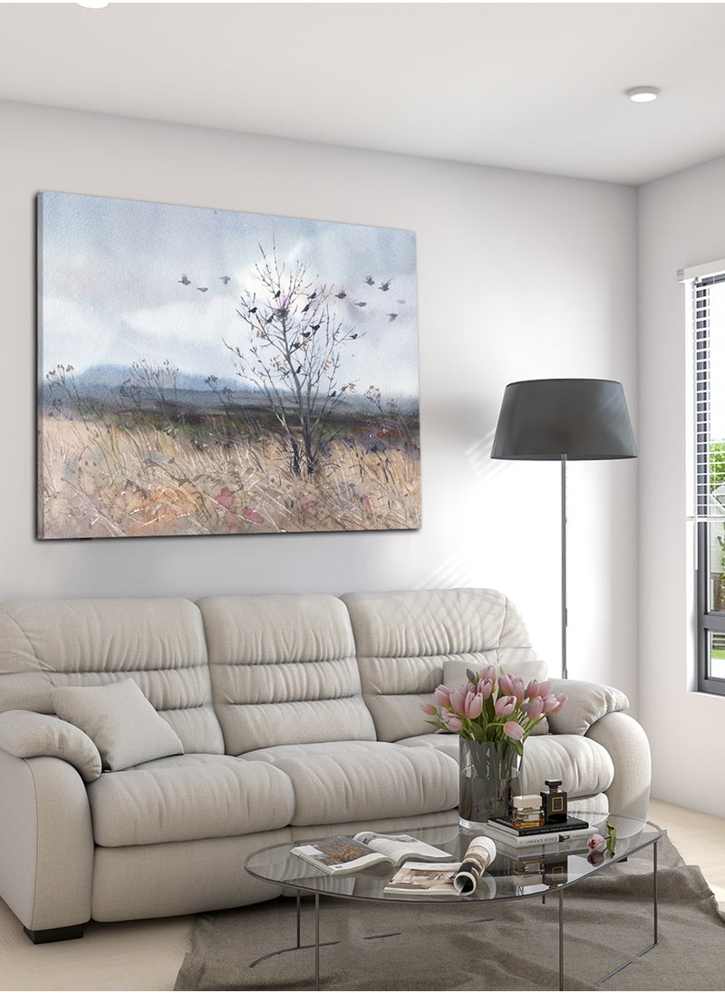 LOWHA - Canvas Wall Art Stretched Over Wooden Frame with Flying Birds Painting - Image 1