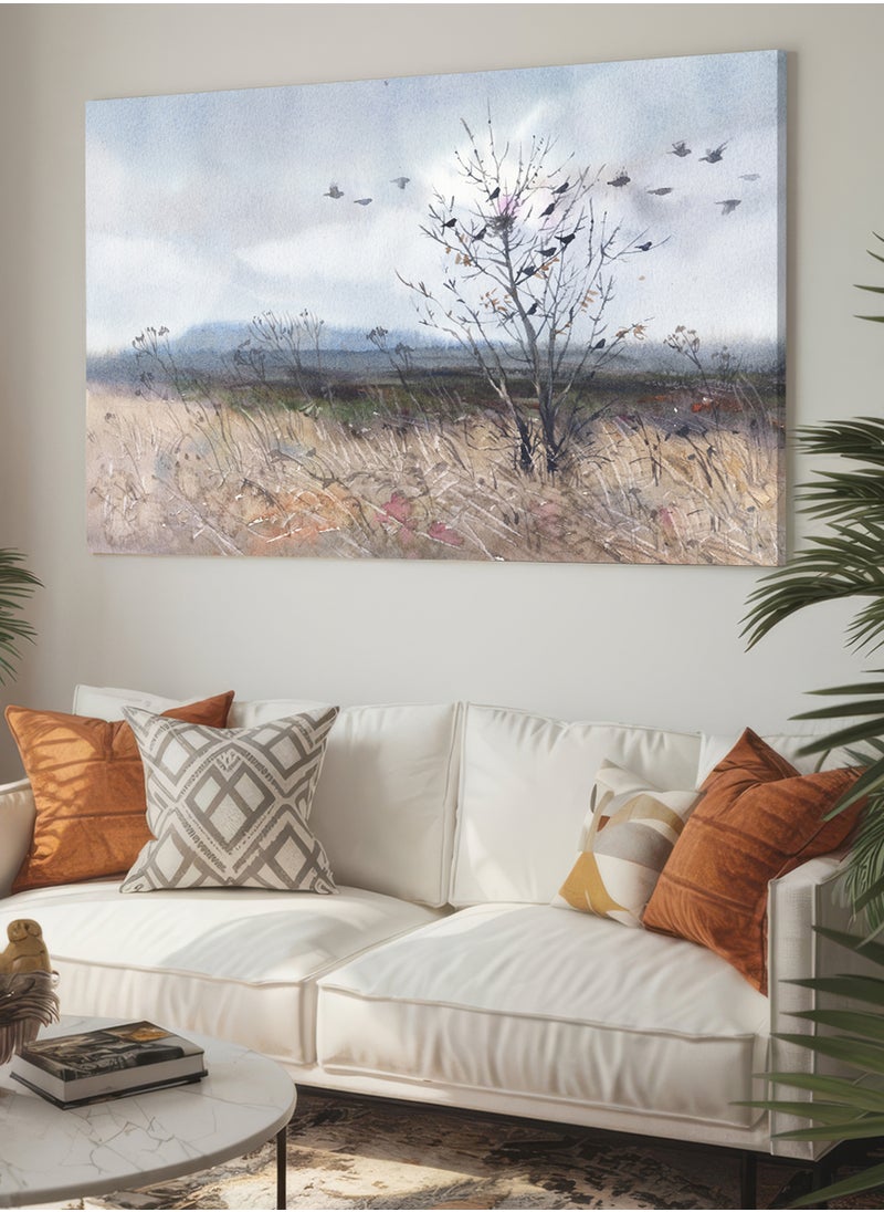LOWHA - Canvas Wall Art Stretched Over Wooden Frame with Flying Birds Painting - Image 1