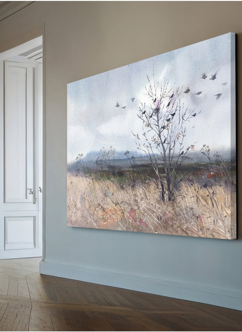 LOWHA - Canvas Wall Art Stretched Over Wooden Frame with Flying Birds Painting - Image 1