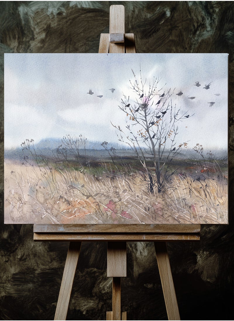 LOWHA - Canvas Wall Art Stretched Over Wooden Frame with Flying Birds Painting - Image 1