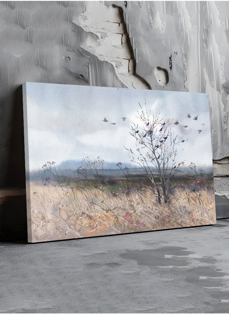 LOWHA - Canvas Wall Art Stretched Over Wooden Frame with Flying Birds Painting - Image 1