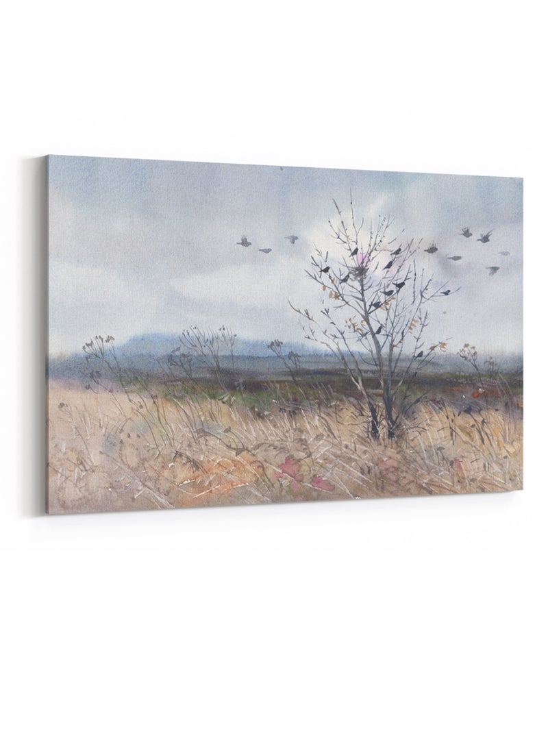 LOWHA - Canvas Wall Art Stretched Over Wooden Frame with Flying Birds Painting - Image 1