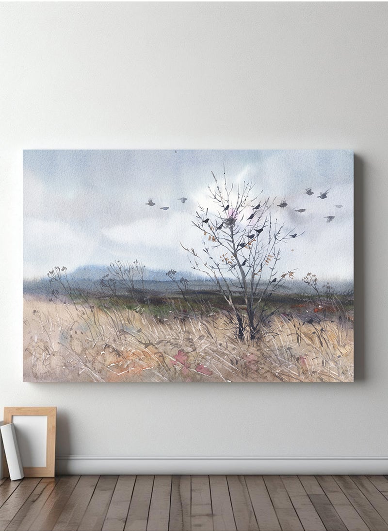 LOWHA - Canvas Wall Art Stretched Over Wooden Frame with Flying Birds Painting - Image 1