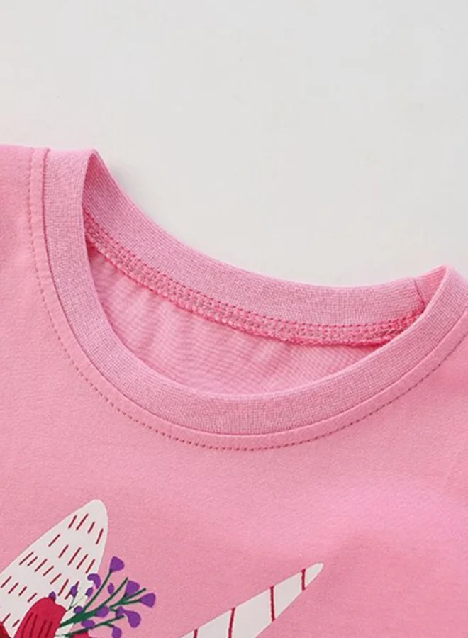 YUNIQEE Pink Crew Neck Long Sleeve Printed Top