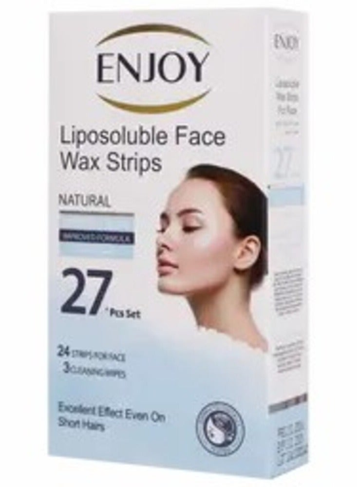 إنجوي شرائح شمعية طبيعية لإزالة شعر الوجه للبشرة العادية - نعومة تدوم طويلًا - 27 شريحة - Image 1