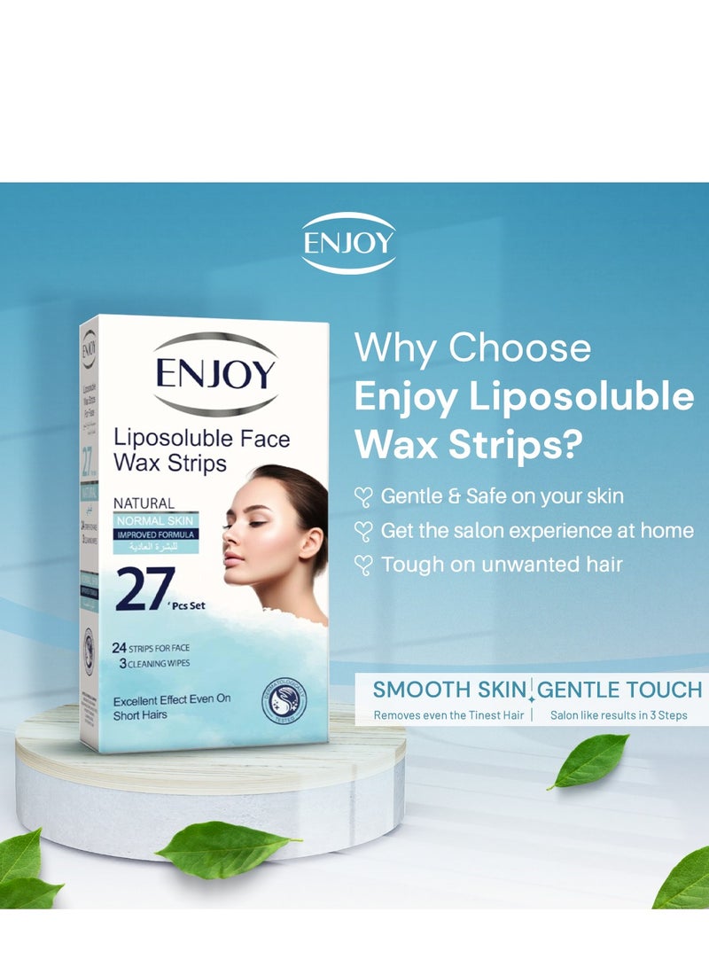 إنجوي شرائح شمعية طبيعية لإزالة شعر الوجه للبشرة العادية - نعومة تدوم طويلًا - 27 شريحة - Image 2