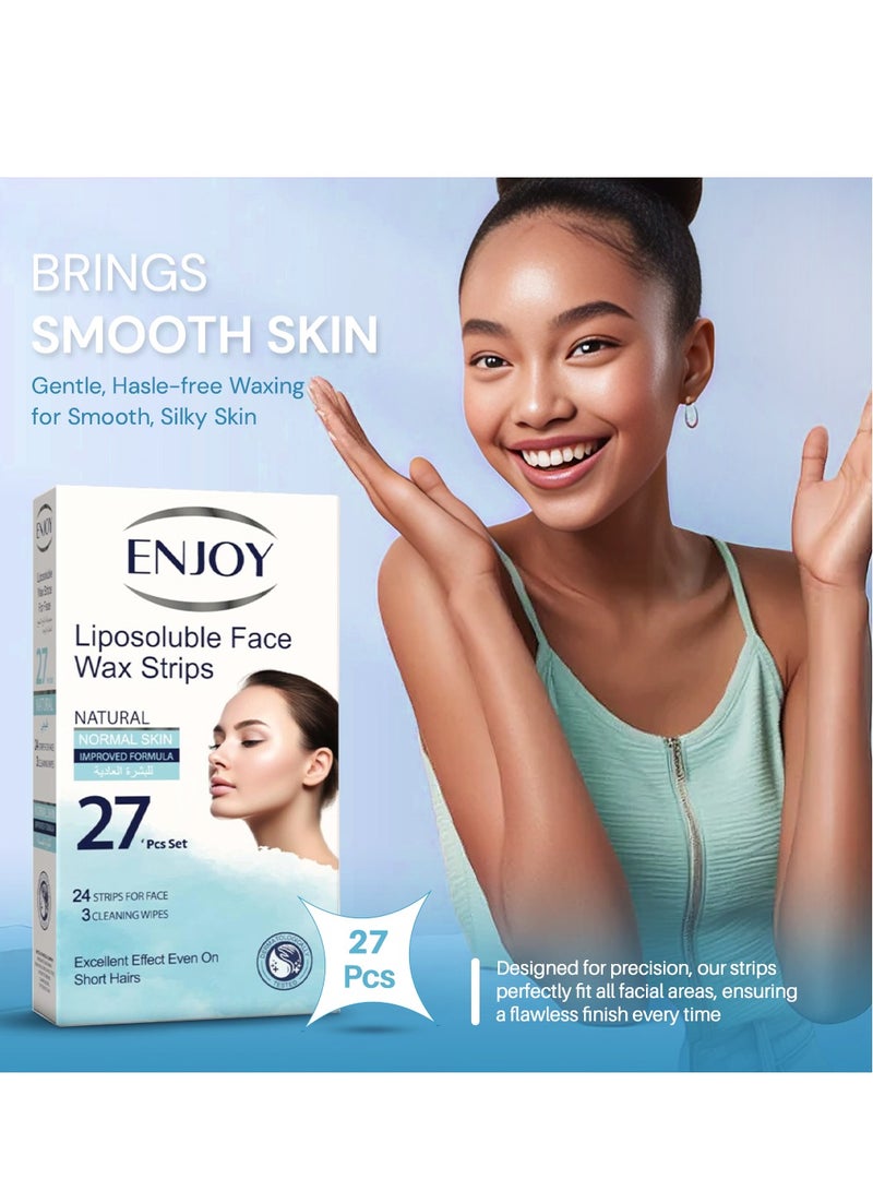 إنجوي شرائح شمعية طبيعية لإزالة شعر الوجه للبشرة العادية - نعومة تدوم طويلًا - 27 شريحة - Image 3
