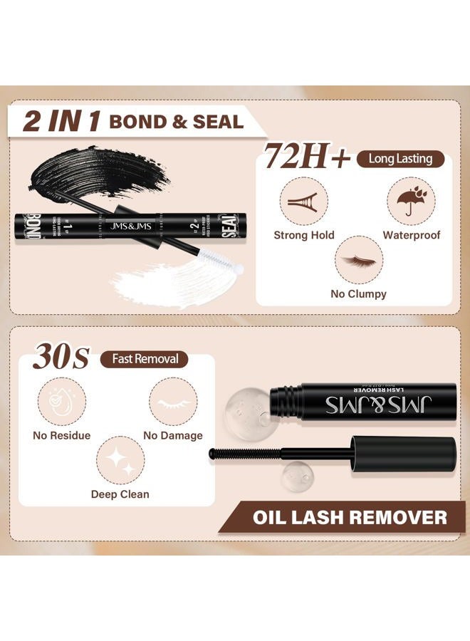 JMS&JMS Lash Clusters Kit Lash Extension Kit with Lash Bond and Seal Eyelash Applictor Lash Remover Eyelash Brush Lash Extension Kit for Beginner (MISS BELLA-8-18mix) - Image 5