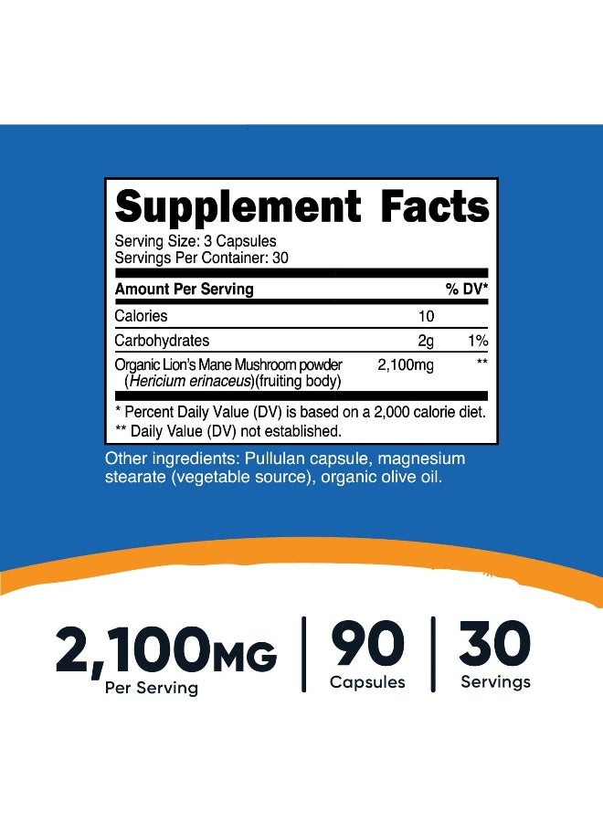 Nutricost كبسولات فطر عرف الأسد العضوي 2100 مجم 30 وجبة - Image 2