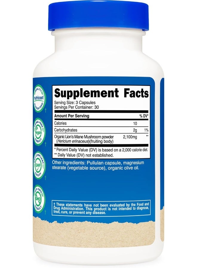 Nutricost كبسولات فطر عرف الأسد العضوي 2100 مجم 30 وجبة - Image 5