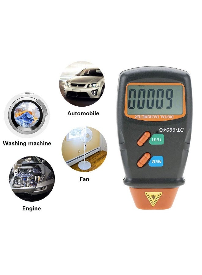 مقياس السرعة الرقمي ، DT-2234C + غير الاتصال ميني RPM اختبار متر شاشة LCD مقياس السرعة الرقمي الصورة المحمولة لعجلات المحركات مخرطة صنع السيارات - Image 5