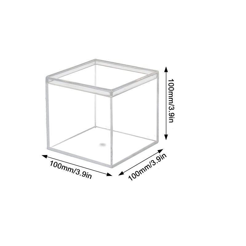 dedoot Clear Acrylic Box with Lid, 4 Pack 4x4x4 inches Clear Plastic Box for Organize, Acrylic Cube Storage Container Drawer Organizer for Vanity Jewelry Accessories, Small Items - Image 2