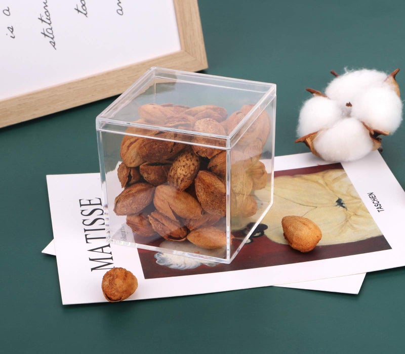 dedoot Clear Acrylic Box with Lid, 4 Pack 4x4x4 inches Clear Plastic Box for Organize, Acrylic Cube Storage Container Drawer Organizer for Vanity Jewelry Accessories, Small Items - Image 5