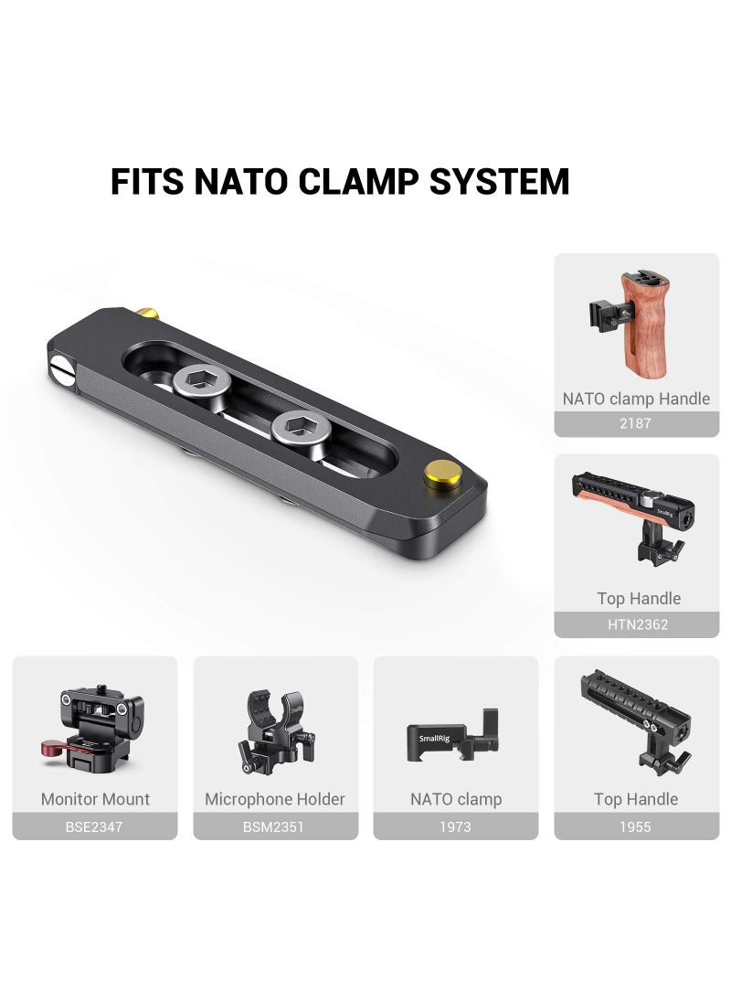 SMALLRIG SMALLRIG Universal Low-Profile Quick Release NATO Rail Safety Rail 90mm/3.5inches Long with 1/4'' Screws for NATO Handle Camera Cage EVF Mount – BUN2484  - Image 3