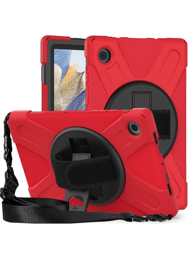 ProElite ProElite Rugged 3 Layer Armor case Cover for Samsung Galaxy Tab A8 10.5" SM-X200/ SM-X205/ SM-X207 with Hand Grip and Rotating Kickstand with Shoulder Strap, Red - Image 1
