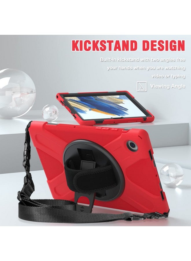 ProElite ProElite Rugged 3 Layer Armor case Cover for Samsung Galaxy Tab A8 10.5" SM-X200/ SM-X205/ SM-X207 with Hand Grip and Rotating Kickstand with Shoulder Strap, Red - Image 2
