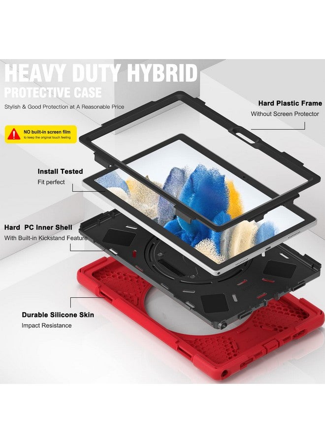 ProElite ProElite Rugged 3 Layer Armor case Cover for Samsung Galaxy Tab A8 10.5" SM-X200/ SM-X205/ SM-X207 with Hand Grip and Rotating Kickstand with Shoulder Strap, Red - Image 4