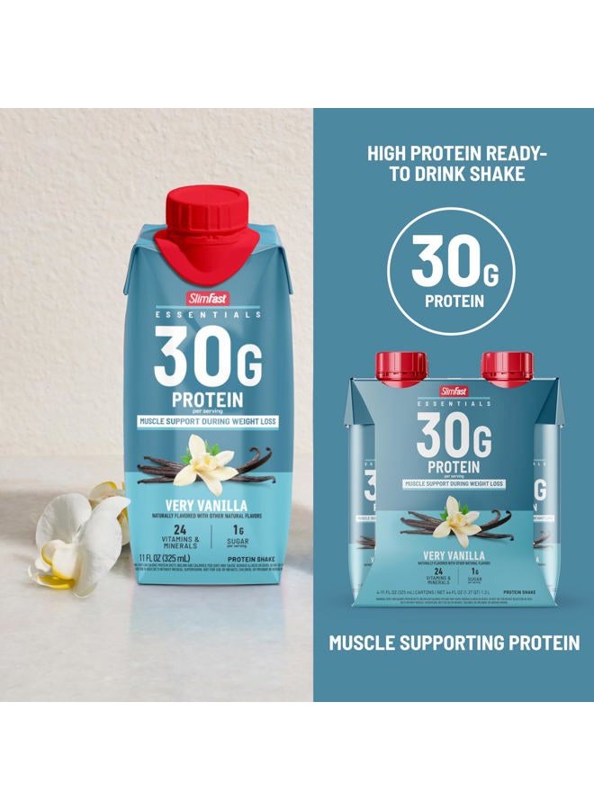 SlimFast Essentials 30g Vanilla Protein Shake, Protein Shakes Ready to Drink, Muscle Support, 1g Sugar, 24 Vitamins and Minerals, 1g Net Carbs, Very Vanilla, 12 Count - Image 4