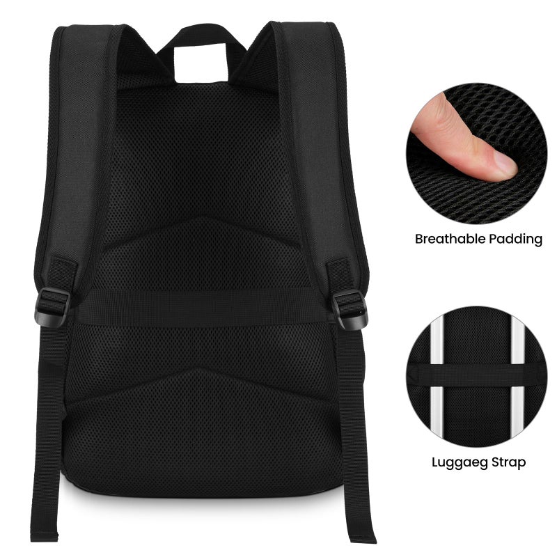 ZUBOND Unisex Black Backpack for School & Travel - Lightweight Laptop Backpack Fits 15.6 Inch Notebook, Water Bottle Pocket - Ideal for Teens, College Students, Adults - Image 4